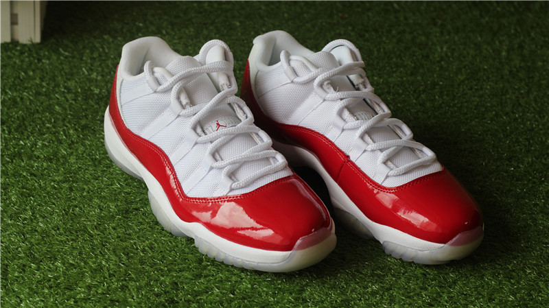 Authentic Air Jordan 11 Low White Varsity Red Cherry